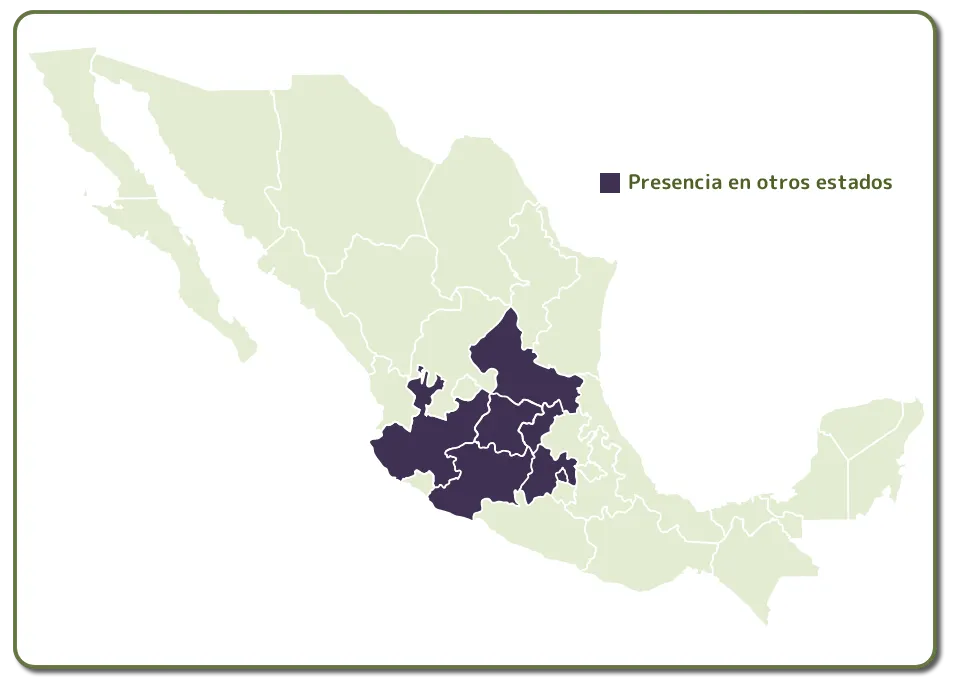 Mapa de cobertura de BiMé en el centro y bajío de México
