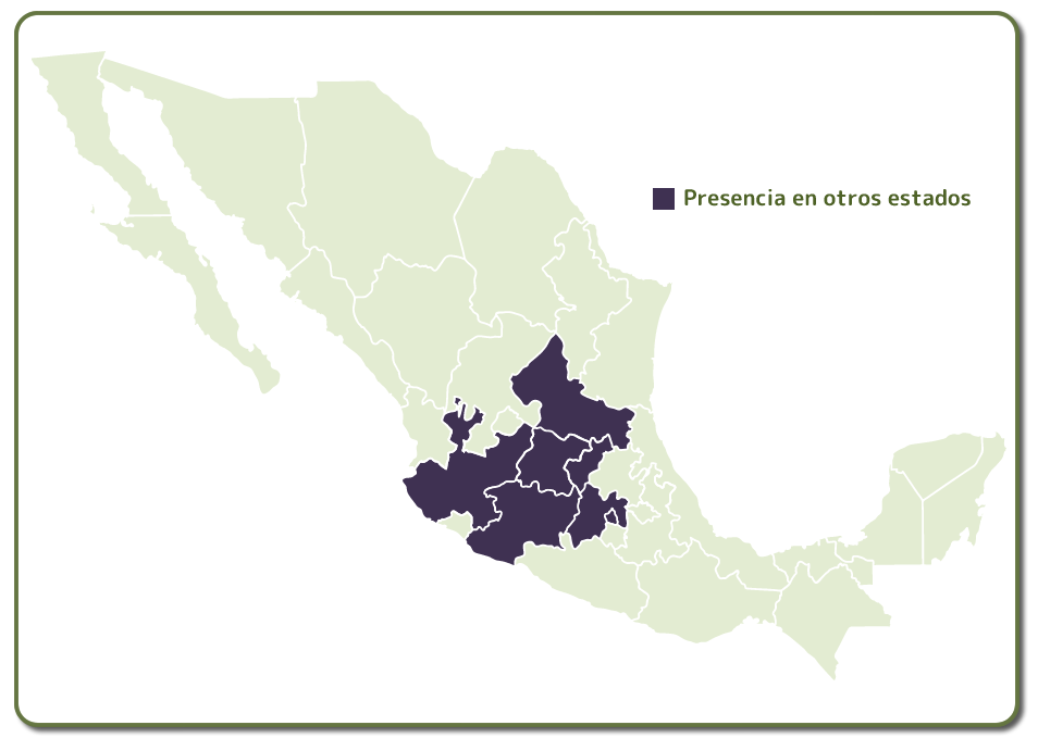 Mapa de cobertura de BiMé en el centro y bajío de México